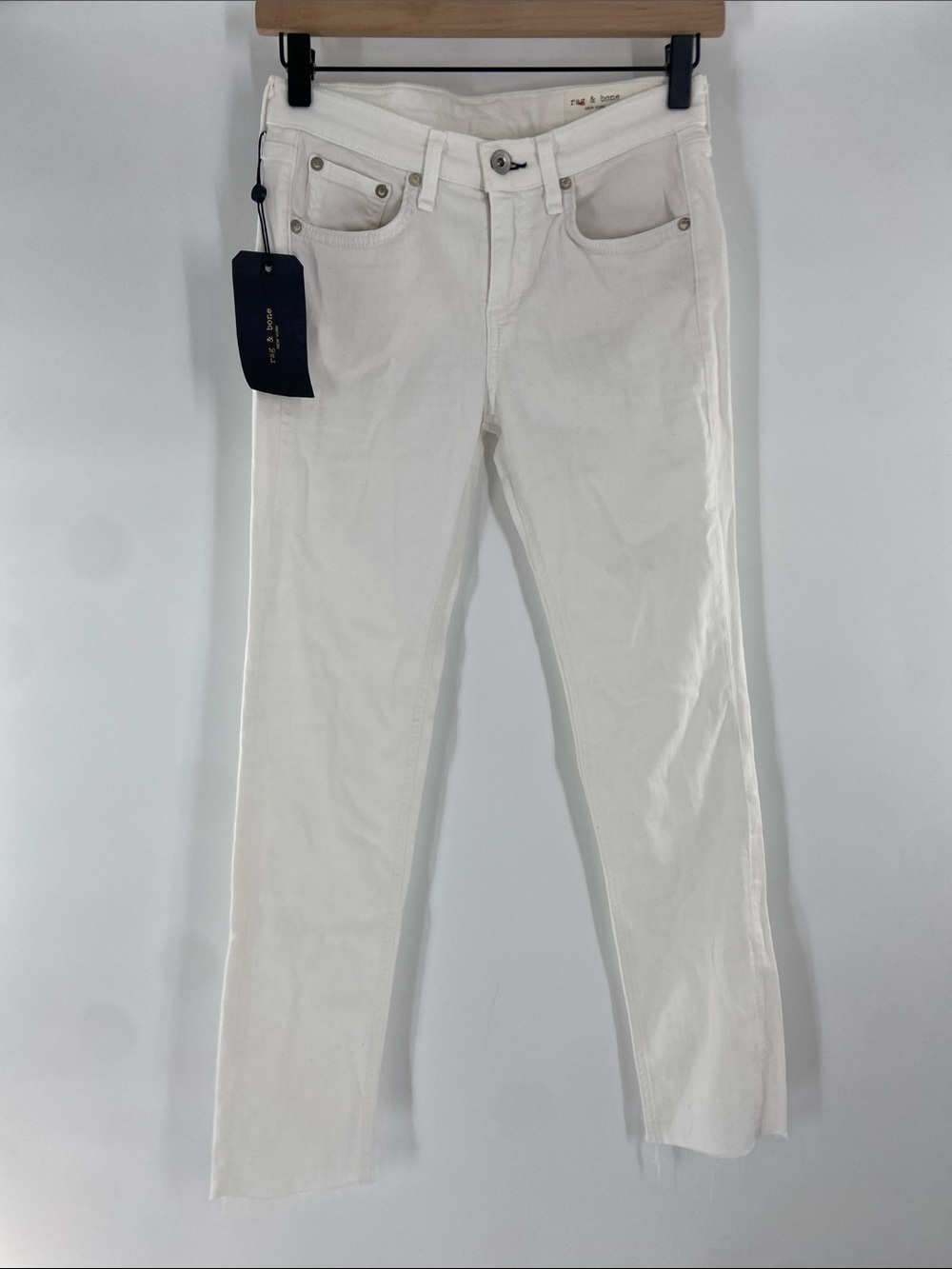 rag & bone White Ankle Dre Low-rise Slim Boyfriend Jeans Size 24 NWT